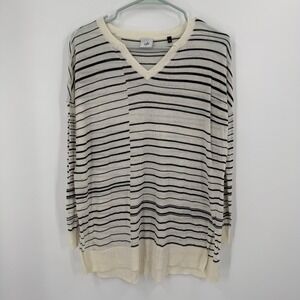 Cabi Women's Sweater Small Striped‎ V Neck Long Sleeve Tunic Knit Top